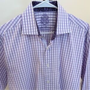 English Laundry Lavender Checkered Dress Shirt 16 34/35